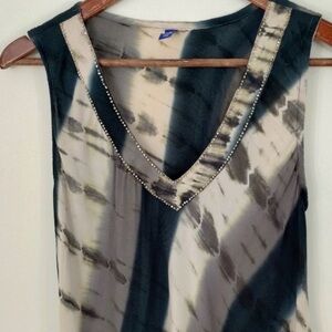 Hilltribe Sleeveless Summer Dress S/M Tie Dye Rayon Boho Art to Wear Vacation